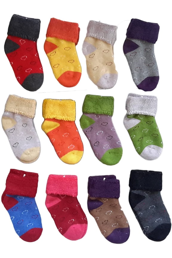 Soft, Fantastic, Adorable And Children's 1 Pair Wool Crew Socks Love Hearts Boy 1Y-3Y BLKR