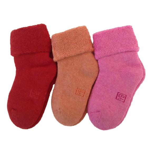 Lian LifeStyle Soft, Fantastic, Adorable And Children's 3 Pairs Wool blend Crew Socks Plain Color Size Girl 0M-6M Rose