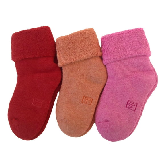 Lian LifeStyle Soft, Fantastic, Adorable And Children's 3 Pairs Wool blend Crew Socks Plain Color Size Girl 6M-12M Orange