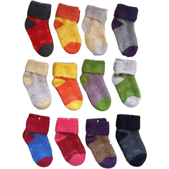 Lian LifeStyle Soft, Fantastic, Adorable And Children's 6 Pairs Wool Crew Socks Love Hearts Girl 0Y-1Y Random Color
