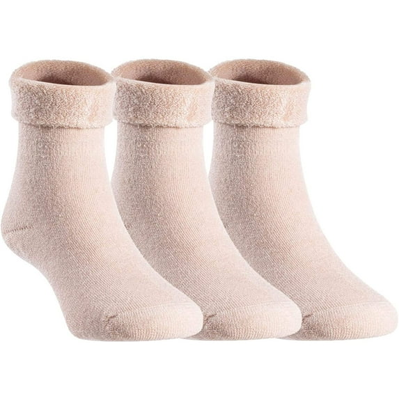 Lian LifeStyle Soft, Fantastic, Adorable And Super Comfortable Children's 3 Pairs Wool blend Crew Socks Plain Color Size Girl 12M-24M Beige