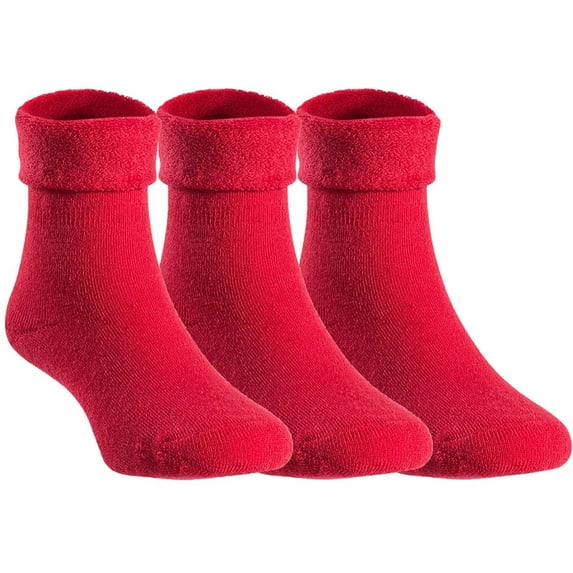 Lian LifeStyle Soft Fantastic Adorable And Super Comfortable Childrens 3 Pairs Wool blend Crew Socks Plain Color Size Girl 6M to 12M Red