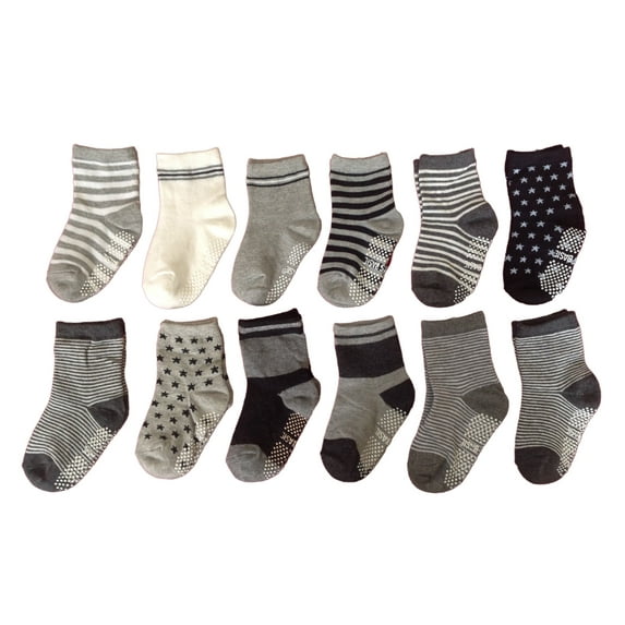 Lovely Annie Super Cute Baby Boy's 12 Pairs Cotton Crew Socks Comfortable, Fancy and Healthy Size (12M-3Y) Multi Color