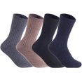 thumbnail image 1 of Lian LifeStyle Ultralight Men's 4 Pairs Breathable Wool Crew Socks For All Season and Weather HR1691 Size 6-9 4 Colors, 1 of 4