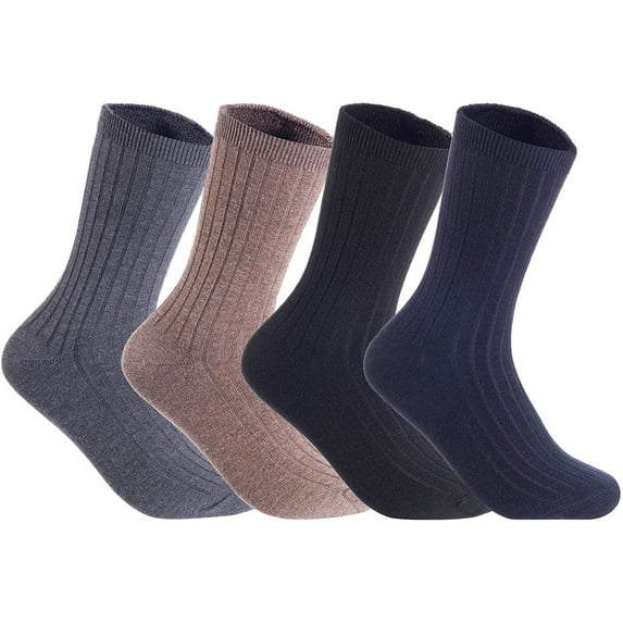 Lian LifeStyle Ultralight Men's 4 Pairs Breathable Wool Crew Socks For All Season and Weather HR1691 Size 6-9 4 Colors