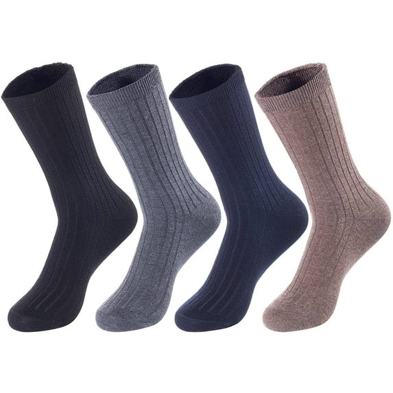 Lian LifeStyle Ultralight Men's 4 Pairs Breathable Wool Crew Socks For All Season and Weather HR1691 Size 6-9 Random Color