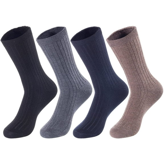 Lian LifeStyle Ultralight Men's 4 Pairs Breathable Wool Crew Socks For All Season and Weather HR1691 Size 6-9 Random Color