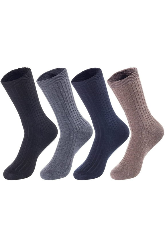 Lian LifeStyle Ultralight Men's 4 Pairs Breathable Wool Crew Socks For All Season and Weather HR1691 Size 6-9 Random Color