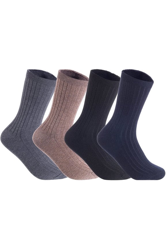 Lian LifeStyle Men's 4 Pairs High-Performance, Ultralight and Great Activewear for Fun Sports Wool Crew Socks Size 6-9 HR1611 Assorted