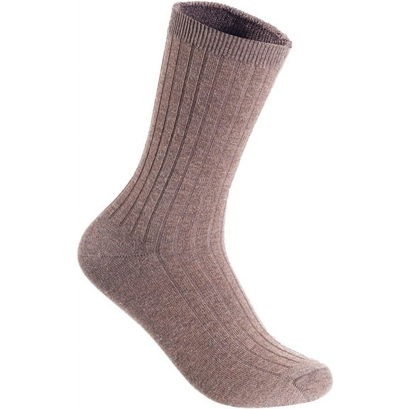 Lian LifeStyle Ultralight Men's 6 Pairs Breathable Wool Blend Crew Socks For All Season and Weather HR1691 Size 6-9 Beige