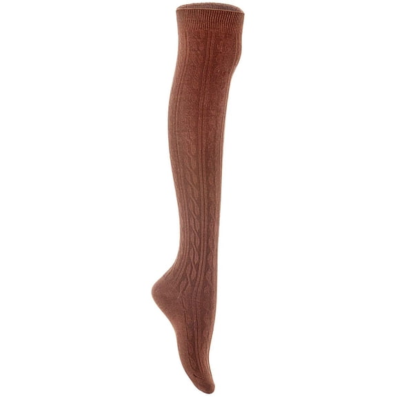 Lian LifeStyle Women's 1 Pair Adorable Comfortable Soft Thigh High Over Knee High Cotton Socks Size 6-9 L1024 Coffee