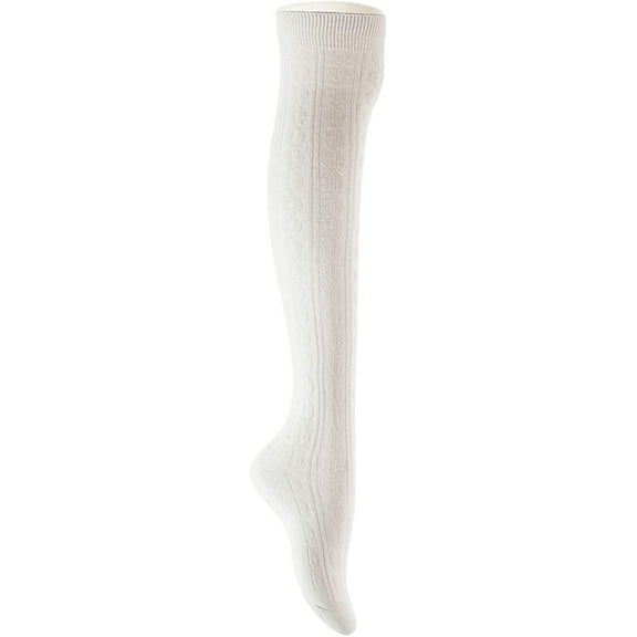 Lian LifeStyle Women's 1 Pair Adorable Comfortable Soft Thigh High Over Knee High Cotton Socks Size 6-9 L1024 White