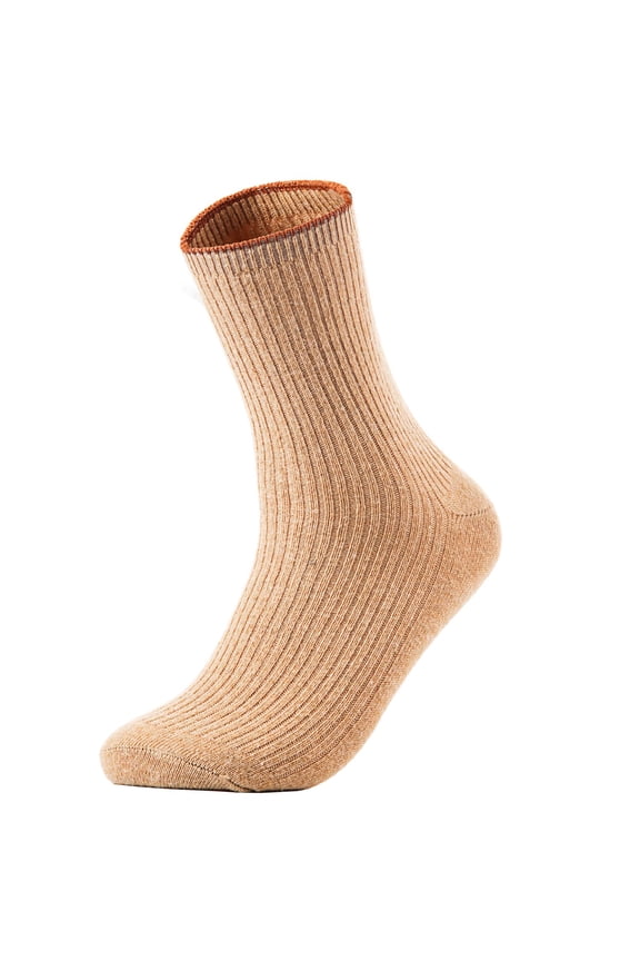 Women's 1 Pair Cute Perfect Fit Wool Crew Socks, HR1612, Size 6-9, Color Beige