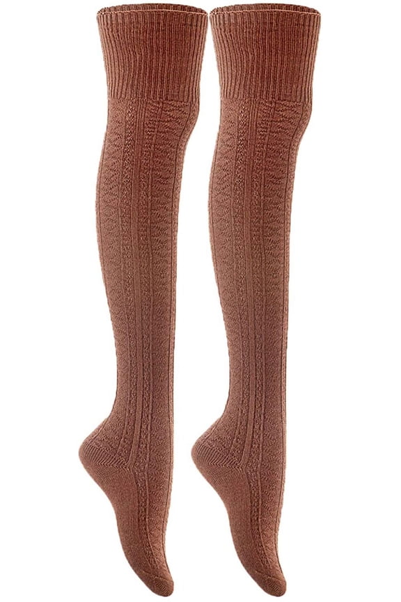 Lian LifeStyle Women's 1 Pair Adorable Knee High Natural Cotton Socks Size, and Ultra-Soft JMYP1025 6-9Coffee
