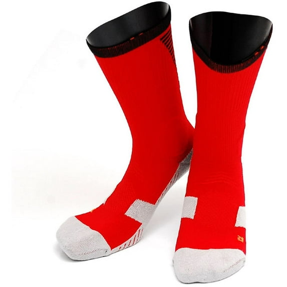 Lian LifeStyle Women's 1 Pair High Crew Athletic Sports Socks Size M XL0028-04(Red w/Black Strip)