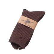 Lian LifeStyle Women's 1 Pair Knitted Wool Crew Socks One Size 7-10 (Brown)