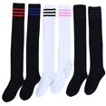 thumbnail image 1 of Lian LifeStyle Women's 1 Pair Over-the-Knee Cotton Socks Size 4.5-8.5(Black Strip), 1 of 4