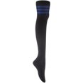 thumbnail image 1 of Lian LifeStyle Women's 1 Pair Over-the-Knee Cotton Socks Size 4.5-8.5(Blue Strip), 1 of 4