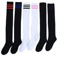 thumbnail image 1 of Lian LifeStyle Women's 1 Pair Over-the-Knee Cotton Socks Size 4.5-8.5(Blue Strip), 1 of 4