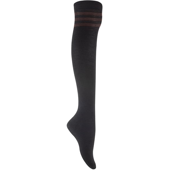Lian LifeStyle Women's 1 Pair Over-the-Knee Cotton Socks Size 4.5-8.5(Coffee Strip)