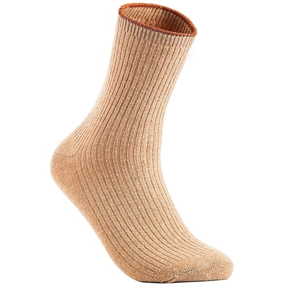 Lian LifeStyle Women's 1 Pair Socks Casual Solid Size 7-9(Beige)