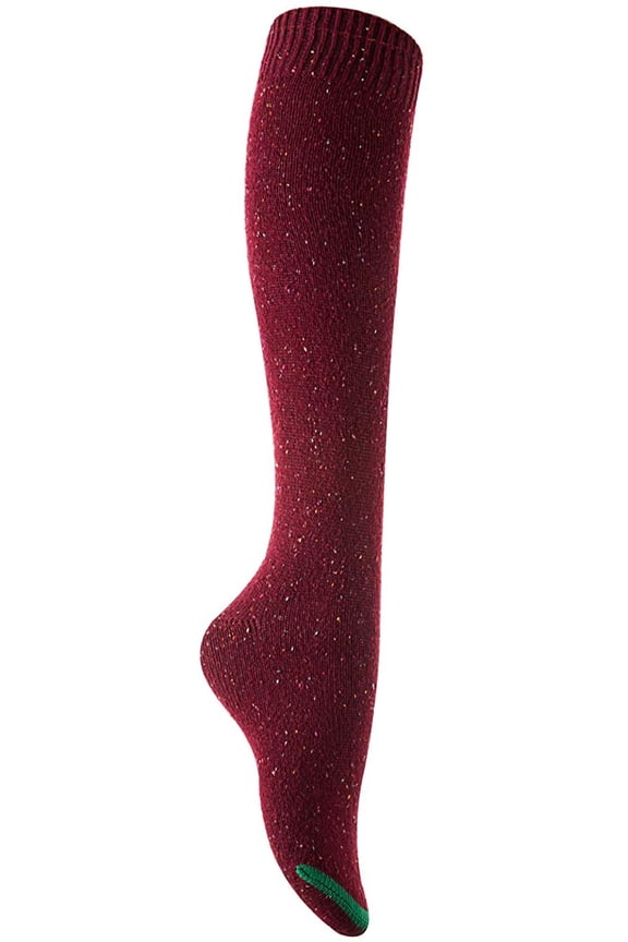 Lian LifeStyle Women's 1 Pairs Awesome, Breathable, Fancy and Cozy Knee High Cotton Boot Socks HR158212 Size 6-9 Wine1p4