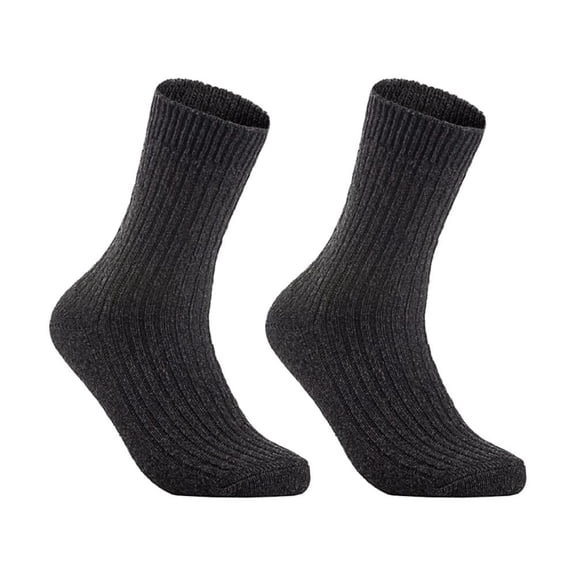 Lian LifeStyle Women's 2 Cozy & Cute Pair Wool Crew Socks For Healthy Feet. Perfect Fit w/a Wide a Size 6-9 DarkGray