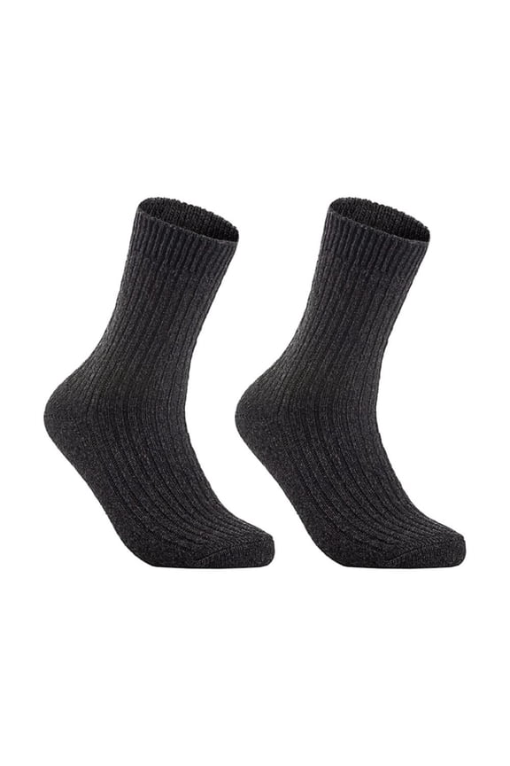Lian LifeStyle Women's 2 Cozy & Cute Pair Wool Crew Socks For Healthy Feet. Perfect Fit w/a Wide a Size 6-9 DarkGray