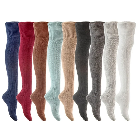 Lian LifeStyle Women's 2 Pairs Adorable, And Fashionable Thigh High Cotton Socks for everyday relaxed feet LW1025 Size 6-9Assorted