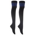 thumbnail image 1 of Lian LifeStyle Women's 2 Pairs Adorable, Fashionable and Ultra-Soft Thigh High Cotton Socks for everyday relaxed feet RX Size 6-9 Blue Strip, 1 of 5