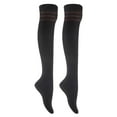 thumbnail image 1 of Lian LifeStyle Women's 2 Pairs Adorable, Fashionable and Ultra-Soft Thigh High Cotton Socks for everyday relaxed feet RX Size 6-9 Coffee Strip, 1 of 4