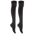 thumbnail image 1 of Lian LifeStyle Women's 2 Pairs Adorable, Fashionable and Ultra-Soft Thigh High Cotton Socks for everyday relaxed feet RX Size 6-9 Purple Strip, 1 of 4