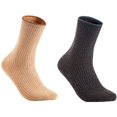 thumbnail image 1 of Lian LifeStyle Women's 2 Pairs Cute & Comfortable Wool Crew Socks Size 6-9 HR1612, Color Beige, DarkGrey, 1 of 1