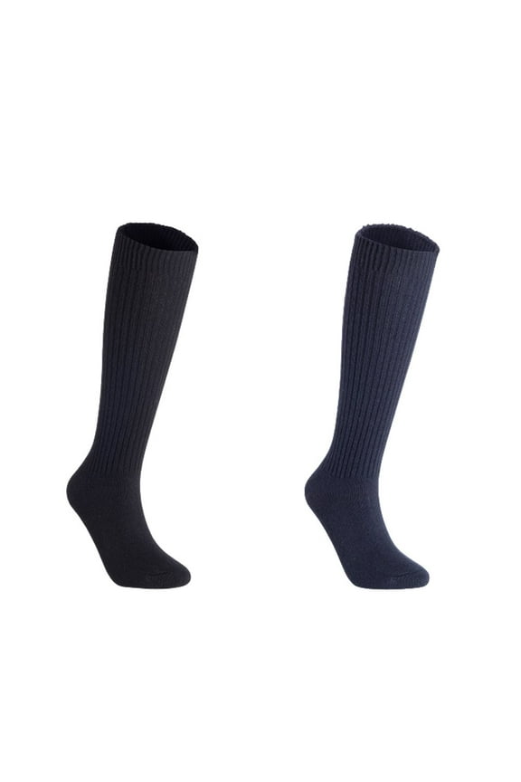 Women's 2 Pairs Exceptional Knee High Wool Boot Socks FS05 Size 6-9 Black,Navy