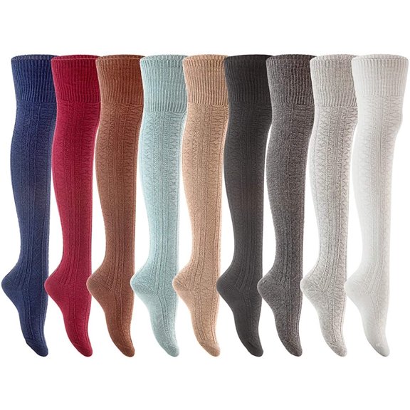 Lian LifeStyle Women's 2 Pairs Fashion Thigh High Cotton Socks Over Knee High Leg Warmers LLS1025 Size 6-9(Assorted)