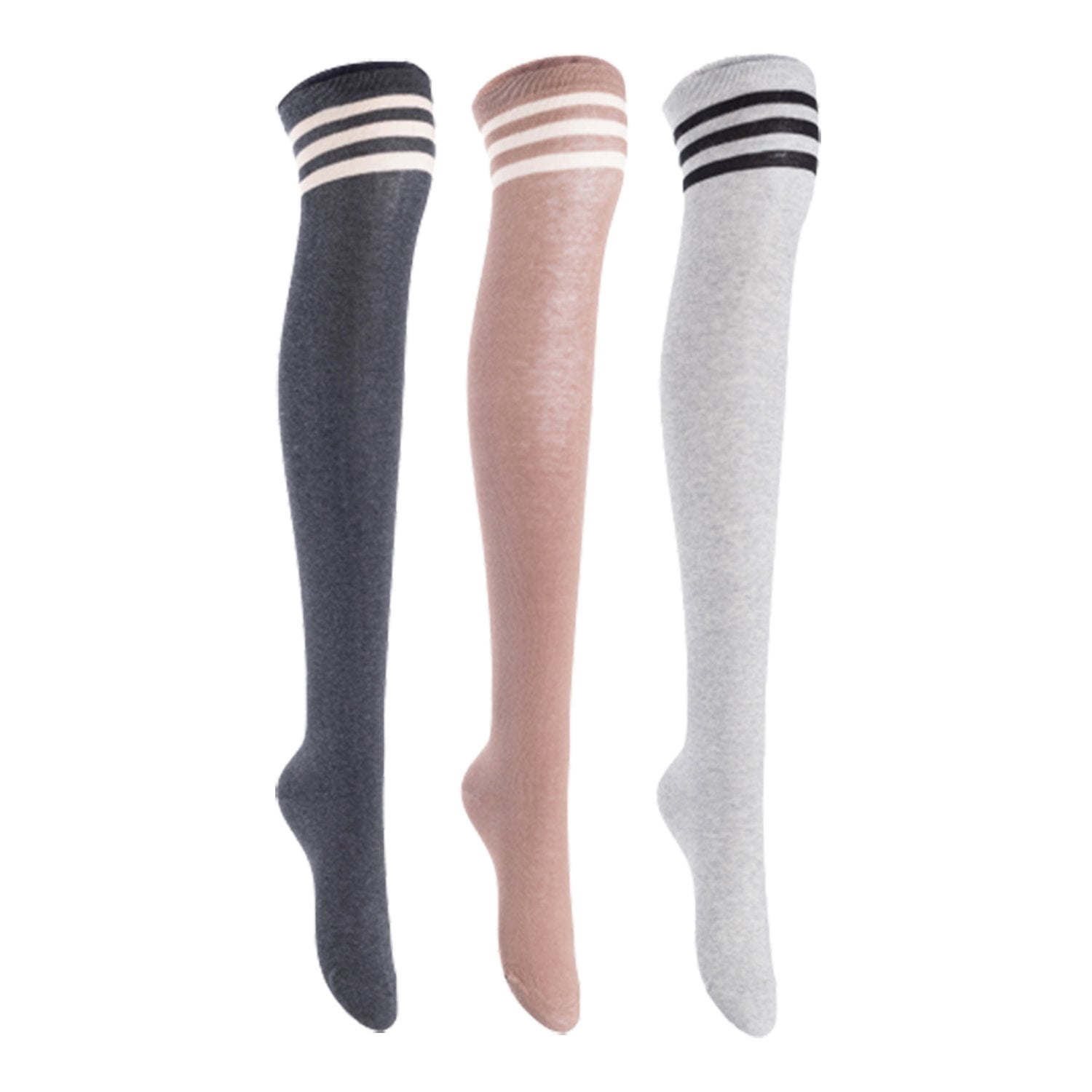 Lian LifeStyle Women's 3 Pairs Adorable Comfortable Soft Thigh High ...