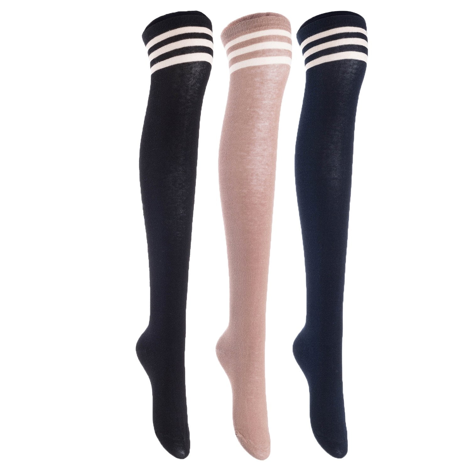 Lian LifeStyle Women's 3 Pairs Adorable Comfortable Soft Thigh High ...