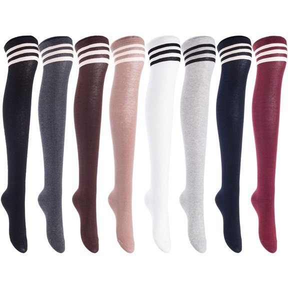 Lian LifeStyle Women's 3 Pairs Adorable Comfortable Soft Thigh High Over Knee High Cotton Socks Size 6-9 L1022Assorted