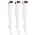 thumbnail image 1 of Lian LifeStyle Women's 3 Pairs Adorable Comfortable Soft Thigh High Over Knee High Cotton Socks Size 6-9 L1023(White), 1 of 5