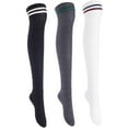 thumbnail image 1 of Lian LifeStyle Women's 3 Pairs Adorable Comfortable Soft Thigh High Over Knee High Cotton Socks Size 6-9 L1023Random, 1 of 9