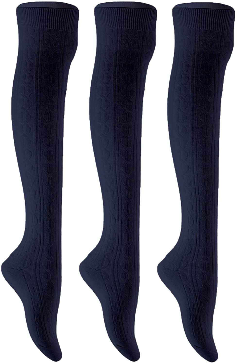 Lian LifeStyle Women's 3 Pairs Adorable Comfortable Soft Thigh High ...