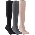 thumbnail image 1 of Lian LifeStyle Women's 3 Pairs Adorable, Thigh High Cotton Boot Socks L1888 Size 6-9 (Black, Dark Grey, Wheat), 1 of 9