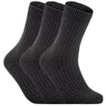 thumbnail image 1 of Lian LifeStyle Women's 3 Pairs Knitted Wool Socks One Size 7-10 Dark Gray, 1 of 4