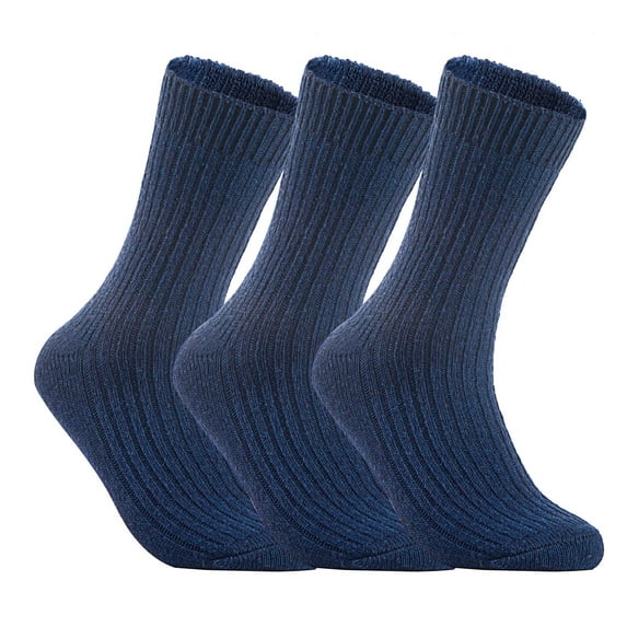Lian LifeStyle Women's 3 Pairs Knitted Wool Socks One Size 7-10 Navy Blue
