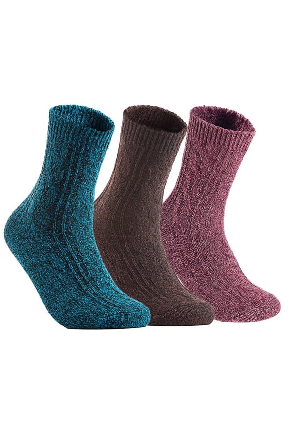 Women's 3 Pairs Pack Perfect Fit Wool Crew Socks. Cute and Comfortable with Wide  and Styles Size 6-9 HR1613Random Colors