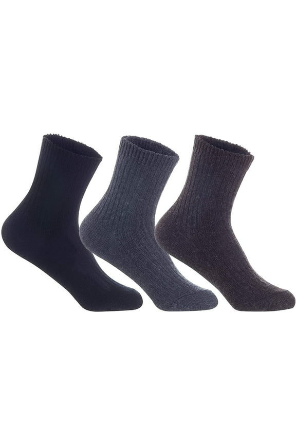 Women's 3 Pairs Knitted Wool Blend Crew Socks LK08 Size Size 6-9 Assorted