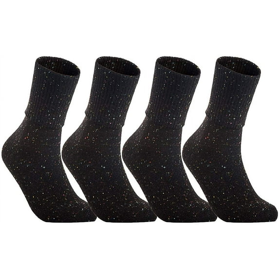 Lian LifeStyle Women's 4 Pair's Exceptional High Crew Wool Socks Non Slip, Cozy and Cool HR1412 Size 6-9 (Black)