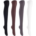 thumbnail image 1 of Lian LifeStyle Women's 4 Pairs Adorable, Fashionable, and Ultra-Soft Thigh High Natural Cotton Socks LW1024 Size 6-9 Assorted, 1 of 4