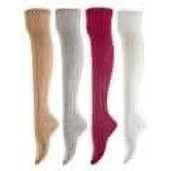 Lian LifeStyle Women's 4 Pairs Adorable, and Ultra-Soft Thigh High Cotton Socks L1024 Size 6-9 4C-05Coffee,Beige,Wine, DarkGrey