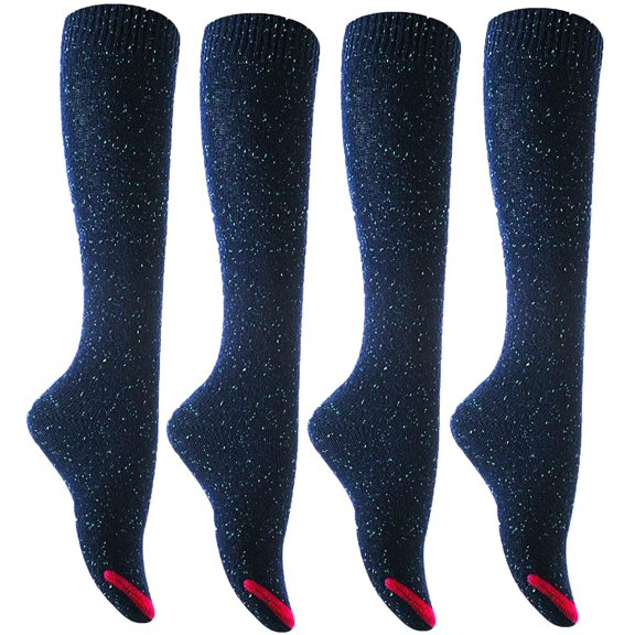 Lian LifeStyle Women's 4 Pairs Awesome, Breathable, Fancy and Cozy Knee High Cotton Boot Socks HR158212 Size 6-9 Navy